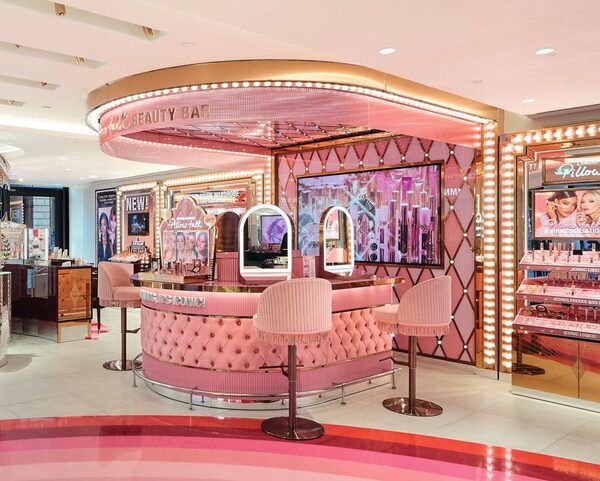 The pink bar in the Charlotte Tilbury store, Covent Garden