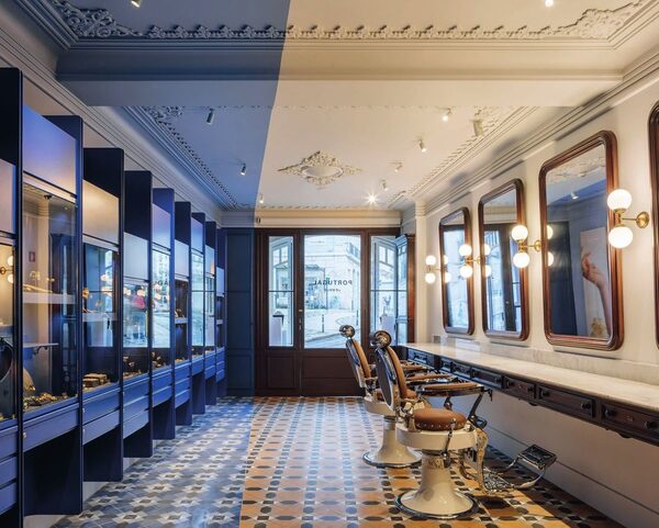 The jewellery counters and barber chairs inside Portugal Jewels